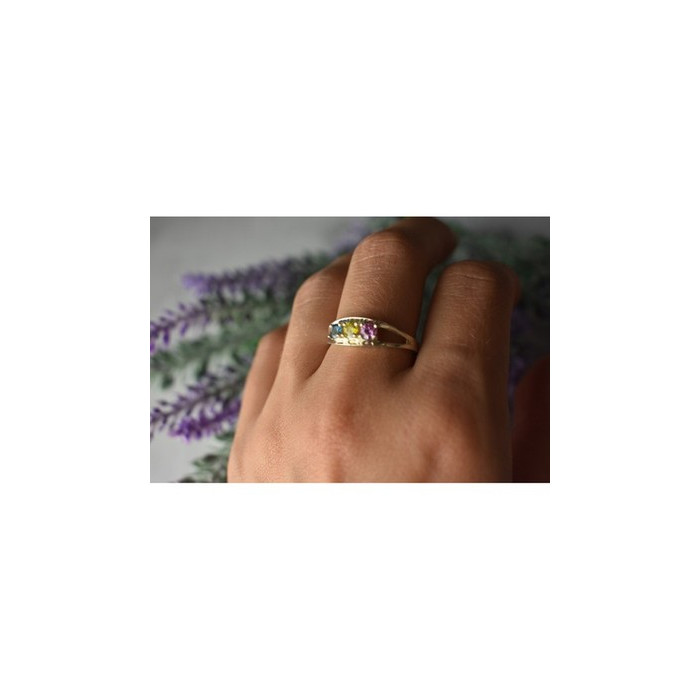 925 Sterling Silver Multicolor CZ Ring Size 9.5