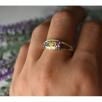 925 Sterling Silver Multicolor CZ Ring Size 9.5