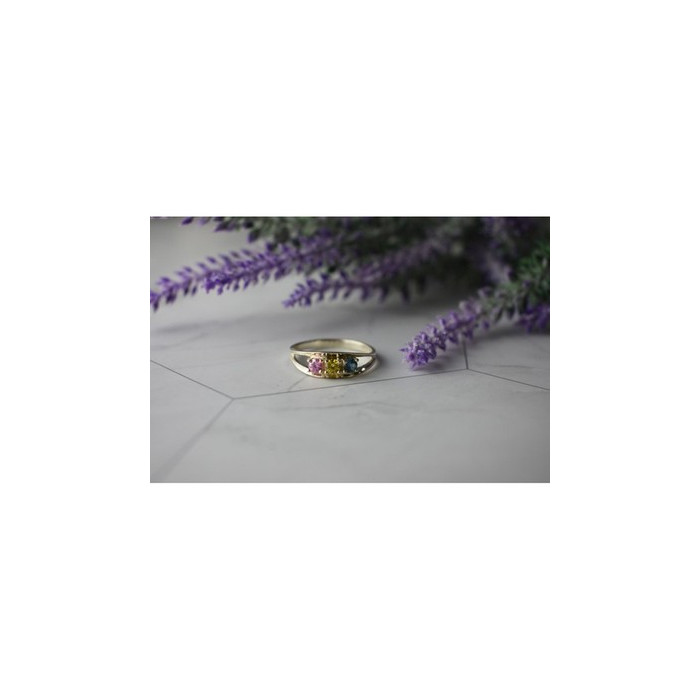 925 Sterling Silver Multicolor CZ Ring Size 9.5