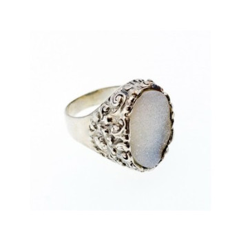 925 Sterling Silver Druzy Quartz Ring Size 10.5