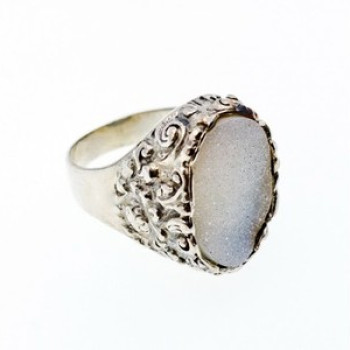 925 Sterling Silver Druzy Quartz Ring Size 10.5