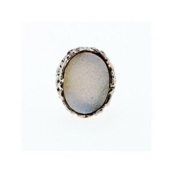 925 Sterling Silver Druzy Quartz Ring Size 10.5
