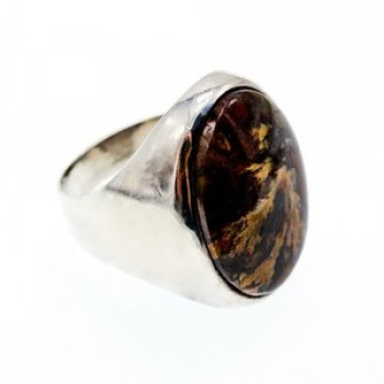 925 Sterling Silver Jasper Ring Size 12.5