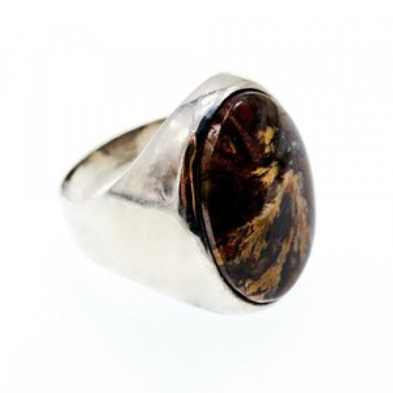 925 Sterling Silver Jasper Ring Size 12.5