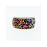 925 Sterling Silver with Gilding Multi Gemstones Ring Size 12 (adjustable)