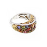 925 Sterling Silver with Gilding Multi Gemstones Ring Size 12 (adjustable)