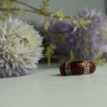 925 Sterling Silver Burgundy Coral & Marcasites Ring Size 7
