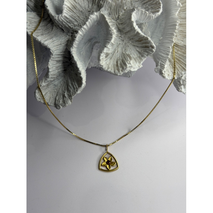 925 Sterling Silver Gold Plated Garnet Flower Necklace