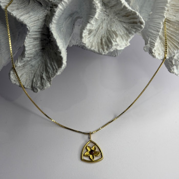 925 Sterling Silver Gold Plated Garnet Flower Necklace