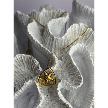 925 Sterling Silver Gold Plated Garnet Flower Necklace