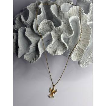 925 Sterling Silver Gold Plated Angel Cz Necklace
