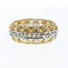 925 Sterling Silver Gold Plated Sapphires Openwork Ring Size 7.5