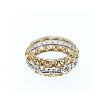 925 Sterling Silver Gold Plated Sapphires Openwork Ring Size 7.5