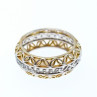 925 Sterling Silver Gold Plated Sapphires Openwork Ring Size 7.5