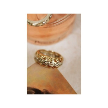 925 Sterling Silver Gold Plated Sapphires Openwork Ring Size 7.5