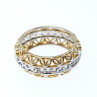 925 Sterling Silver Gold Plated Sapphires Openwork Ring Size 7.5