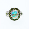 925 Sterling Silver Quartz & Peridot Ring Size 5.5