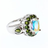 925 Sterling Silver Quartz & Peridot Ring Size 5.5