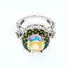 925 Sterling Silver Quartz & Peridot Ring Size 5.5