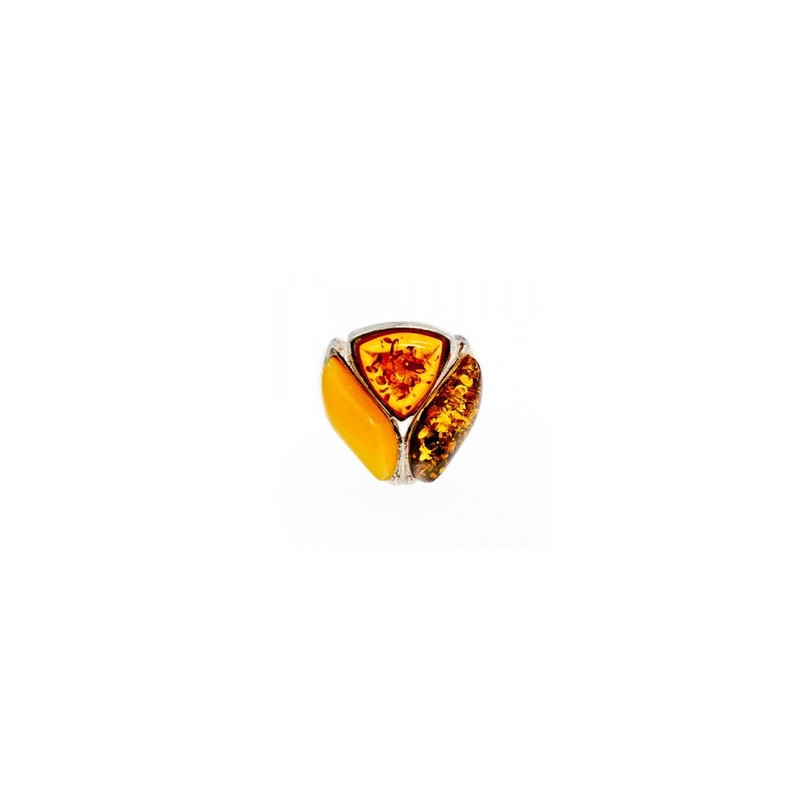 Beautiful 925 Sterling Silver Amber Ring Size 8
