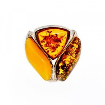 Beautiful 925 Sterling Silver Amber Ring Size 8