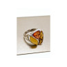 Beautiful 925 Sterling Silver Amber Ring Size 8