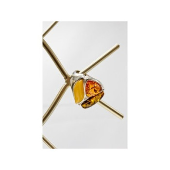 Beautiful 925 Sterling Silver Amber Ring Size 8