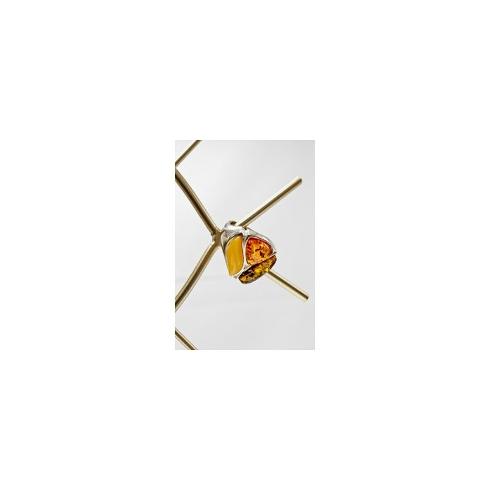 Beautiful 925 Sterling Silver Amber Ring Size 8
