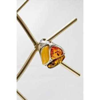 Beautiful 925 Sterling Silver Amber Ring Size 8