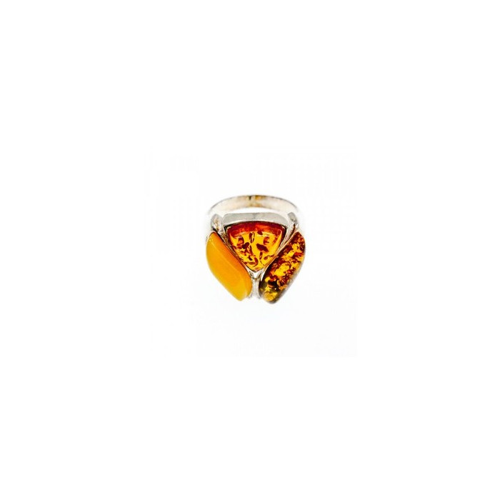 Beautiful 925 Sterling Silver Amber Ring Size 8