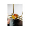 Beautiful 925 Sterling Silver Amber Ring Size 8