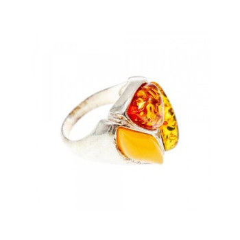 Beautiful 925 Sterling Silver Amber Ring Size 8