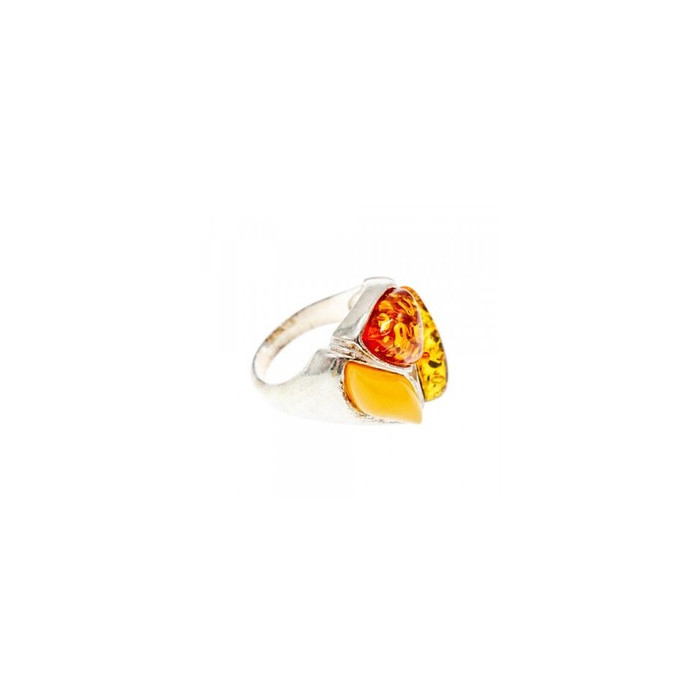 Beautiful 925 Sterling Silver Amber Ring Size 8