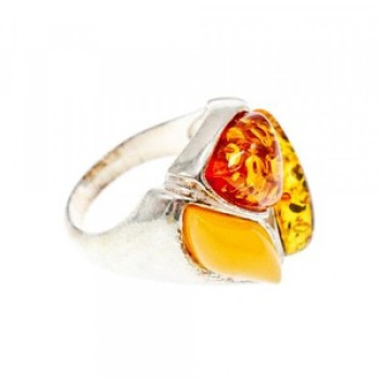Beautiful 925 Sterling Silver Amber Ring Size 8