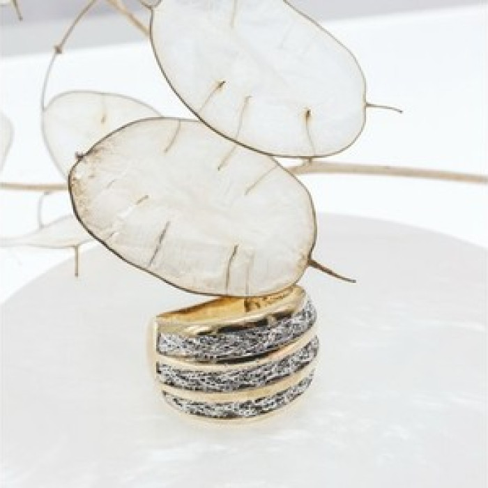 925 Sterling Silver Gold Plated Ring Size 10.5