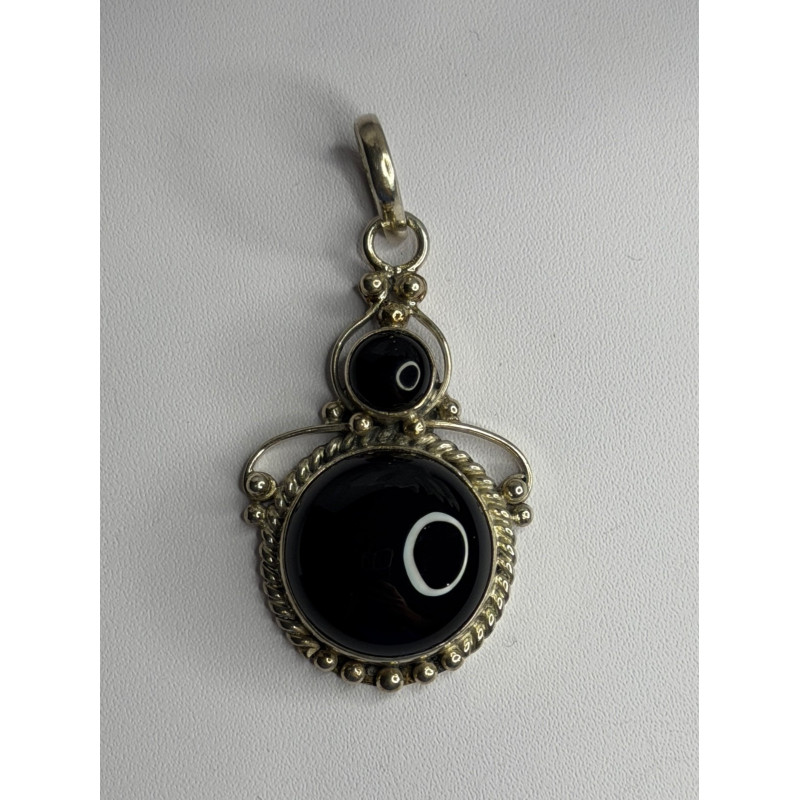 Vintage 925 Sterling Silver Agate Pendant Length 2 in