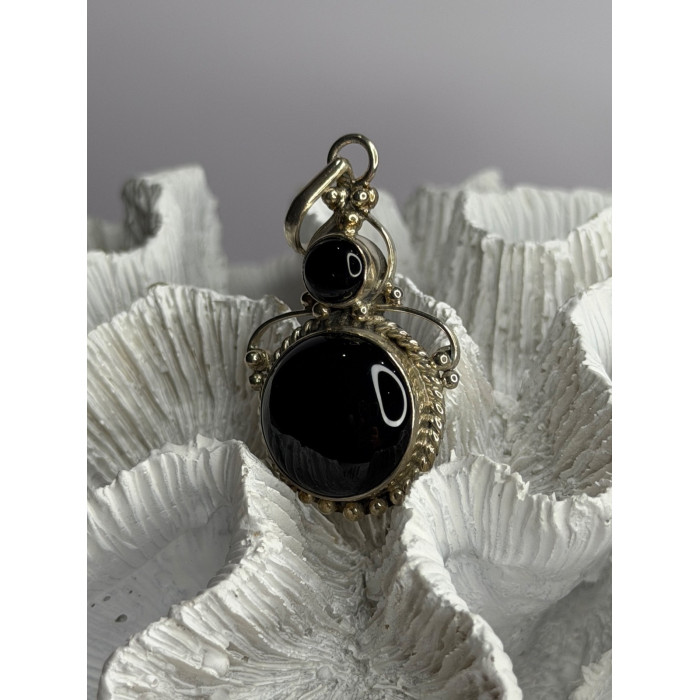 Vintage 925 Sterling Silver Agate Pendant Length 2 in