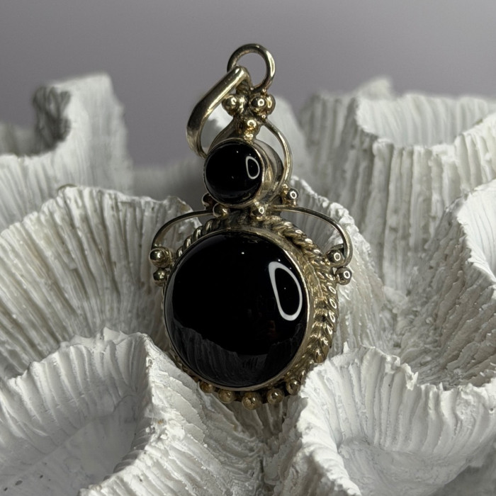 Vintage 925 Sterling Silver Agate Pendant Length 2 in