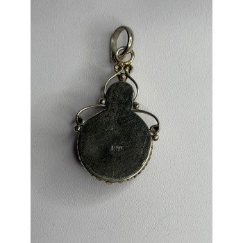 Vintage 925 Sterling Silver Agate Pendant Length 2 in