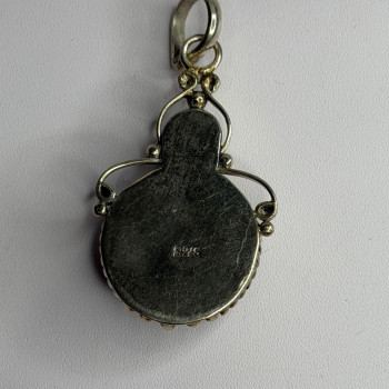 Vintage 925 Sterling Silver Agate Pendant Length 2 in