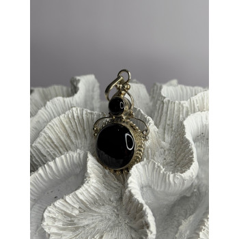 Vintage 925 Sterling Silver Agate Pendant Length 2 in