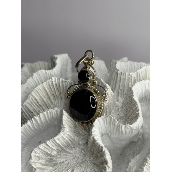 Vintage 925 Sterling Silver Agate Pendant Length 2 in
