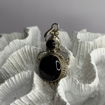 Vintage 925 Sterling Silver Agate Pendant Length 2 in