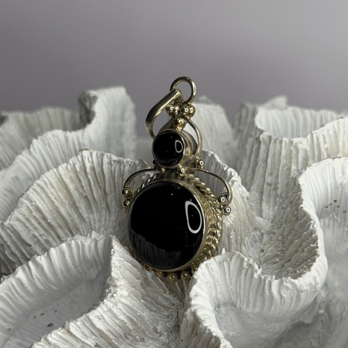 Vintage 925 Sterling Silver Agate Pendant Length 2 in
