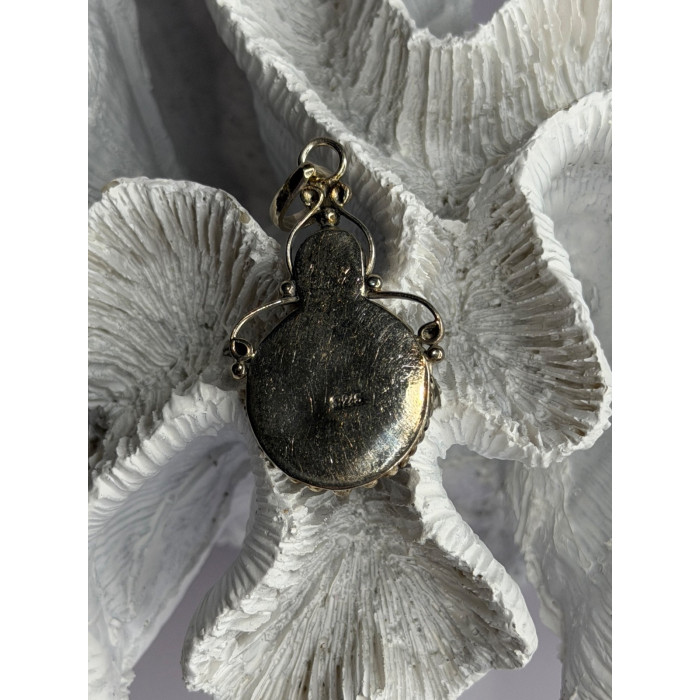 Vintage 925 Sterling Silver Agate Pendant Length 2 in