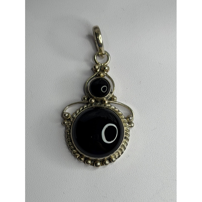 Vintage 925 Sterling Silver Agate Pendant Length 2 in