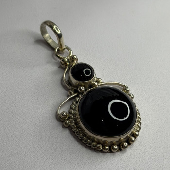 Vintage 925 Sterling Silver Agate Pendant Length 2 in
