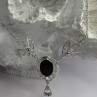 Elegant 925 Sterling Silver Onyx & White Sapphire Necklace