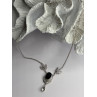 Elegant 925 Sterling Silver Onyx & White Sapphire Necklace