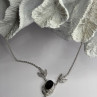 Elegant 925 Sterling Silver Onyx & White Sapphire Necklace